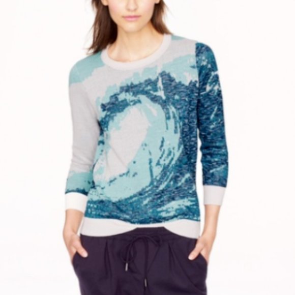 J. Crew Sweaters - J. Crew Metallic Wave Jacquard Sweater Size XS